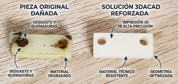 Ingeniería inversa y fabricación de pieza mecánica de repuesto rota - Getafe 3Dacad