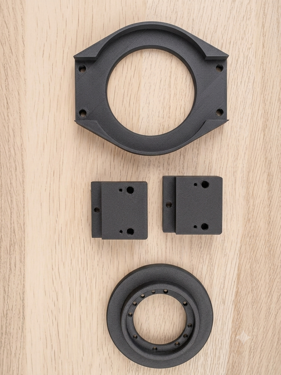 Piezas tecnicas impresas en 3D con PA6-CF de fibra de carbono y acabado profesional