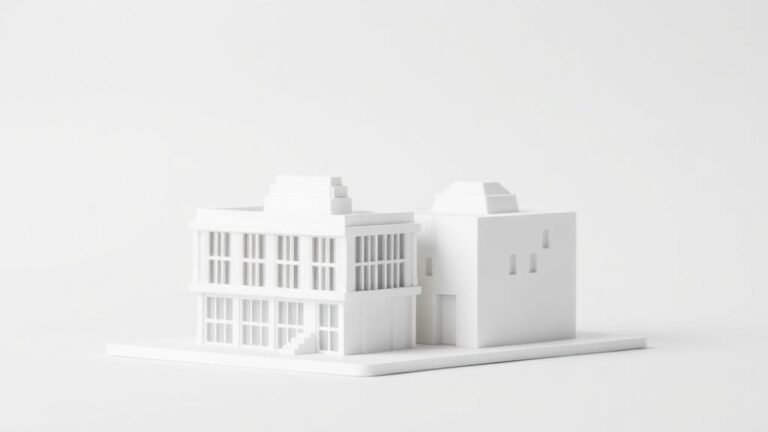 Maqueta arquitectonica blanca impresa en 3D para validacion tecnica